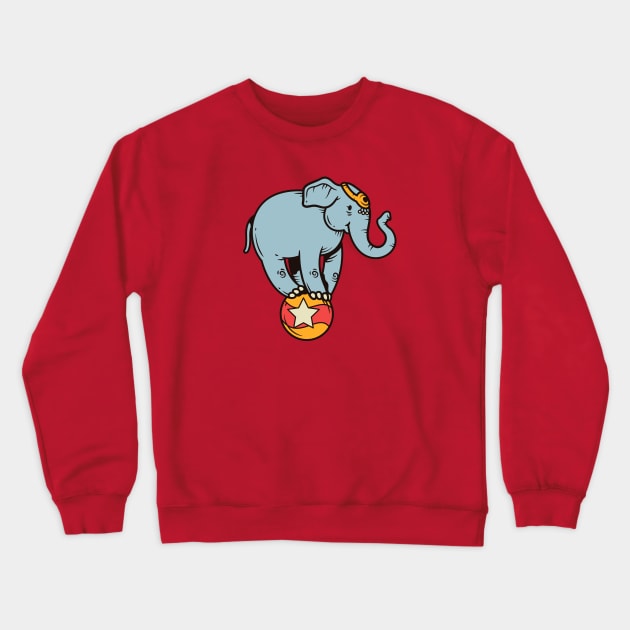 Vintage Cartoon Circus Elephant Crewneck Sweatshirt by SLAG_Creative